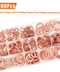 Copper Washer Kit With 12 Sizes And 300 Pieces, organized in compartments, showing metric sealing washers from M5 to M20.