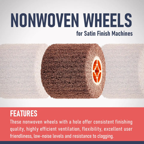 Non-Woven Wheel 120x100mm Set For Metal Polishing, Wire Drawing Satin Finish, Conditioning Drum Burnishing Wheel With 80-240 Grit