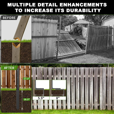 Two Pack Heavy Duty Fence Post Repair Kit With Adjustable Thickened Metal Anchors And Anti Rust Coating For Fixing Tilted Or Broken Wooden Posts In Farms Gardens And Estates