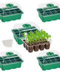 5 Pack Seed Starter Trays Kit With Clear Humidity Dome And Base Indoor Greenhouse Propagator 12 Cells Per Tray Adjustable Vents