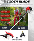 Man using 52cc Gas Weed Eater Yard Care System Do It All With 5 In 1 Attachments Edger Hedge Blade Pole Saw Brush Cutter Kit