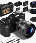64MP 4K 5K Digital Camera Kit With WiFi For YouTube Vlogging Front And Rear Dual Cameras For Easy Selfies, includes accessories