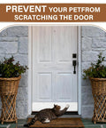 Heavy Duty Aluminum Kick Plate Door Scratch Guard 6 X 28 Inches Gloss White Finish Tough Pet Proof Barrier near a cat scratching door