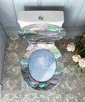 Toilet Seat Round Resin for Bathroom with a colorful mosaic design above a toilet, showcasing its unique style and compatibility.