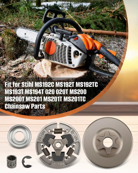 Chainsaw with Three Eighth Inch 6 Tooth Clutch Drum Spur Sprocket Bearing Kit For Stihl Chainsaws MS192T MS193T MS194T