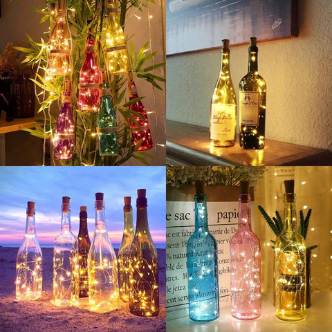 Wine Bottle Cork Lights With 12 LED Fairy String Lights Waterproof Battery Operated 10 Pack For Jars Parties Weddings