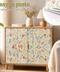 Self Adhesive Floral Peel And Stick Wallpaper Roll For Renters Featuring No Fuss Quick Install Water Resistant Scratch Proof Vinyl Wall Covering on cabinet.