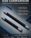 Half Inch Flexible Shaft Extension Kit For Tight Spots That Grabs Hard To Reach Areas Bendable Torque Socket Wrench Extension Ratchet Drive Bar With Spring Steel Flex Reach Tool Long Connecting Rod Drill Adapter For Hard To Reach Areas 10 Inch 14 Inch.
