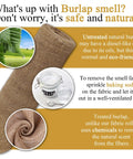 40 Inch By 30 Feet Garden Burlap Roll For Landscaping Outdoor Planting Mulch Weed Barrier Erosion Control Natural Jute Fabric Biodegradable And Breathable Plant Cover No Fuss Garden Essential, showing rolled burlap with text about natural smell.