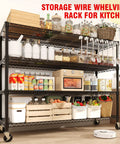 Beefy 4-Tier Garage Shelving Unit On Wheels With Extra Wide 59 Inch By 71.8 Inch Rack, 2640 Lbs Capacity, in kitchen setting