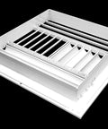 Aluminum 4-Way Adjustable Air Diffuser With Curved Blades For HVAC Duct Vent Cover 10 Inch By 10 Inch shown in side view