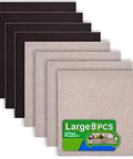 8 Pack Self Adhesive Square Furniture Felt Pads for Hardwood, Tile and Laminate Floors in brown and beige, 8 pieces shown