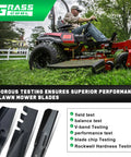 Man operating lawn mower equipped with Premium 42 Inch Timecutter Mower Blades 2 Pack for 42 Inch Deck Replacement.