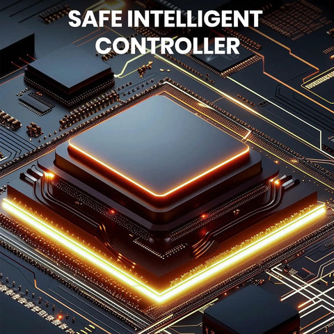 Close-up of safe intelligent controller on circuit board from 20W 12V Solar Panel Charger Kit With Built In Dual Stage Smart Charging Controller Portable Waterproof Battery Maintainer For Car Boat RV Tractor With Cig Plug And Alligator Clips.