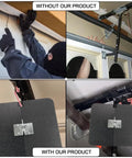 Universal Garage Shield Anti Theft Lock for Overhead Doors installed on sectional opener, showing before and after protection.