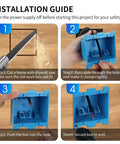 Installation steps for Two Gang PVC Old Work Retrofit Standard Switch And Outlet Wall Box Non Metallic Blue 25 Cu In Capacity