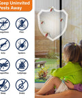 Child and dog by Heavy Duty Magnetic Screen Door With Hands Free Closure Keeps Bugs Out For Sliding Doors, Pet And Kid Friendly.