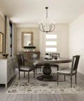 Dining room with Farmhouse Chandelier Pendant Light In Antique White With Rustic Metal Finish, 26 Inch French Country Style
