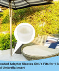 Two Pack Pool Umbrella Stabilizer Sleeves, Threaded Adapter For Outdoor Patio Poles, 1 3/4 Inch Insert, White, patio setup