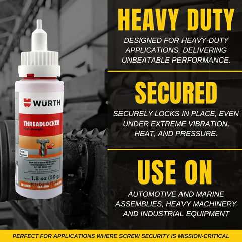 Heavy Duty Red Threadlocker For Industrial Machinery Vibration Proof Bond Heat Resistant Sealant That Delivers Rock Solid Lock 1.76 Oz DOS Formula