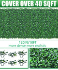 Dense Boxwood Roll Panels With Flowers DIY Friendly No Assembly Needed 48x120 Inches UV Resistant Faux Ivy Privacy Fence Screen