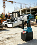 Heavy Duty Cordless Rebar Threader Machine With Brushless Motor Electric Steel Bar Cutter And Socket Wrench For Construction Fast Threading Tool on construction site.