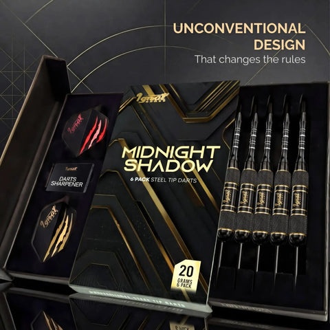 Six Pack Knurled Brass Darts With Steel Tips And Aluminum Shafts In An EVA Case, 20g Precision Barrels arranged in box