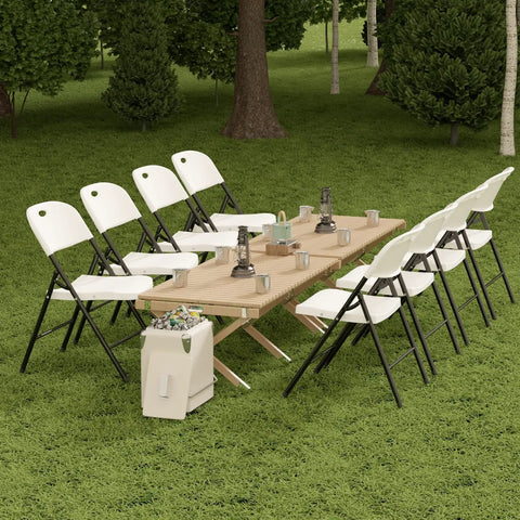Built Tough 350 Pound Weight Capacity Plastic Folding Chair With Reinforced Steel Frame For Indoor And Outdoor Use on grass