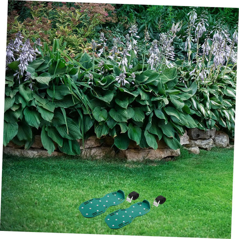 Eight Piece Lawn Aerator Shoes With Solid Metal Straps For Easy Assembly And Soil Aeration On Lawns Gardens And Patios