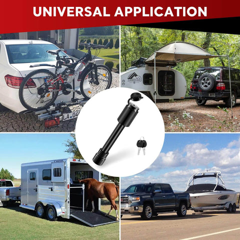 Tough As Nails Locking Trailer Hitch Pin For Two Inch And Two Point Five Inch Receivers With Five Eighth Inch Pin Diameter shown with trailers and vehicles