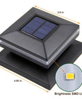 Solar Powered Outdoor Post Lights 8 Pack With 15 Lumen Warm White SMD LED Caps For Fence, Deck Or Patio showing close-up of LED