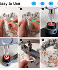 Complete Snap Button Kit With Pliers And Tools 360 T5 Plastic Snap Buttons In 24 Colors for fabric DIY demonstration