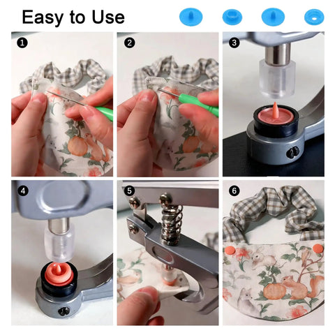 Complete Snap Button Kit With Pliers And Tools 360 T5 Plastic Snap Buttons In 24 Colors for fabric DIY demonstration