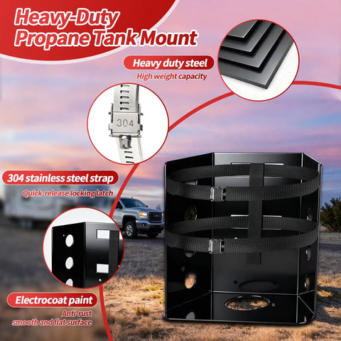 Heavy Duty 20 Lb Propane Tank Holder Bracket For RV, Truck, Trailer, Boat, Stainless Steel Scratch Resistant