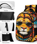 Hip Hop Leo Printed Unisex Backpack With Large Capacity For Daily Use Durable Polyester Daypack With Sturdy Zippers