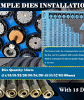 Pro Grade Electric Hydraulic Hose Crimping Machine With 13 Piece Die Set For 0.55 To 2.72 Inch Tubing showing 13 die sizes and tools.