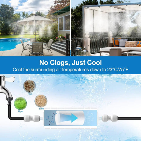 Outdoor Misting System Kit For Patio And Backyard 99 Ft Water Mist With Built In Filter chilling poolside and patio area