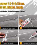 Step-by-step guide showing how to use Heavy Duty Gray Concrete Crack Filler Self Leveling Waterproof Sealant for repairs.