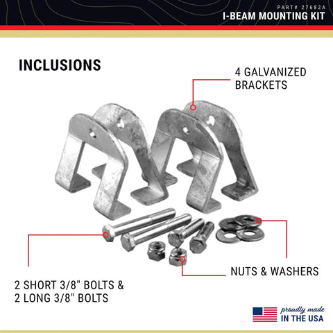 L Beam Mounting Kit For Boat Trailers With One And A Half Inch Square Uprights Includes Brackets Bolts Nuts And Washers Display