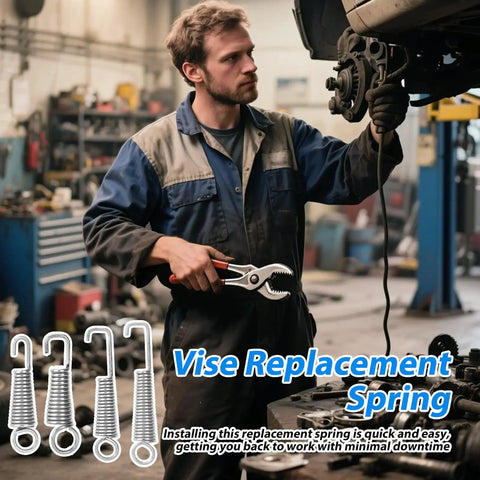 Mechanic using pliers with 24 Piece Vise Grip Spring Clamp Replacement Springs Set For Pliers In 30mm, 40mm, 50mm, And 55mm Sizes