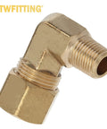 Brass Compression Elbow Fittings Kit Pro Grade For Tubes 1/4 To 3/8 Inch, Male NPT 1/8 And 1/4, single fitting view