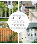 Stainless Steel Fence Brackets 8cm Set Of 10 Heavy Duty Weatherproof Post Clips shown installed on various fence types.