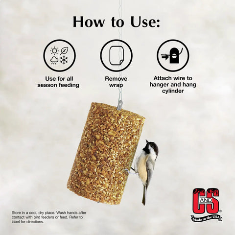 Hot Pepper Bird Seed Cylinder Two Pack Ready To Use No Fuss With Hanging Feeder Mount For Outdoor Wild Birds 1.76 Lb Each