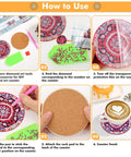 Step-by-step guide to using Diamond Art Coasters Kit with Holder for Grownups and Beginners, 20 Mandala Style Coasters, 12 Cork Bases.