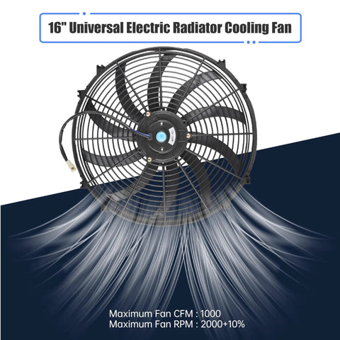 16 Inch Universal Electric Radiator Cooling Fan designed for efficient heat management in vehicles, featuring a powerful eight-blade assembly.