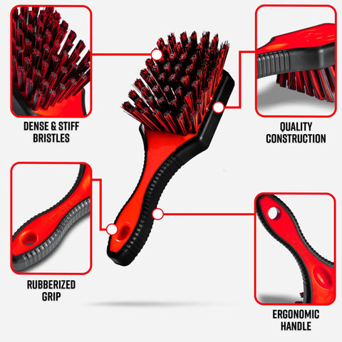 Premium Tire Brush For Car Detailing And Tire Cleaning With Soft Bristles Rubberized Head And Grippy Handle Pro-Grade Tool