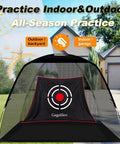 Golf Hitting Net For Backyard Driving 12x7Ft Professional Backstop With Silent Velvet Target shown outdoors against a house