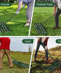 Pro Grade Lawn Leveling Rake With 78 Inch Adjustable Handle Heavy Duty Stainless Steel Ground Plate in use on various surfaces