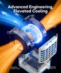 Interior mechanics of No Window Portable Evaporative Air Cooler With Remote Control 3 Speed Settings 4 Modes 7 Hour Timer Ice Packs