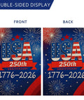 250th Anniversary USA Garden Flag Outdoor Double Sided Fireworks Design 1776 2026 All American Patriotic Yard Decor